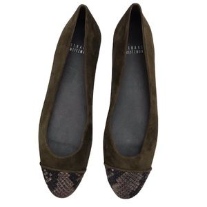Stuart Weitzman Green Suade Cap Toe Flats Sz 8.5SS